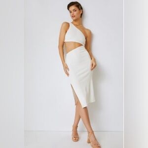 Anthropologie Asymmetrical Cut-Out Dress in Ivory
